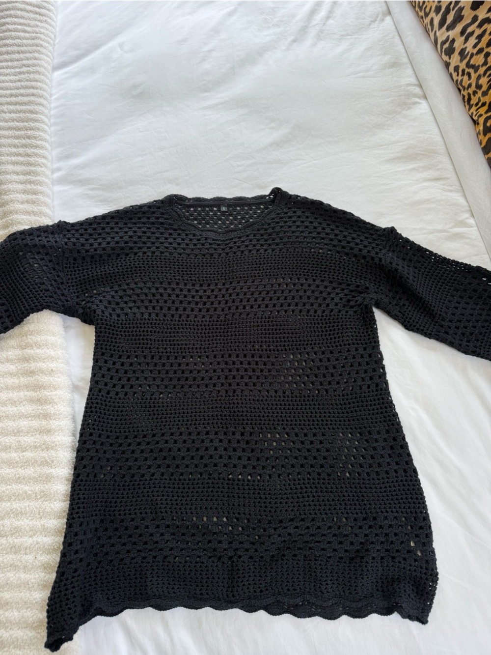 Black Crochet Knit Coverup